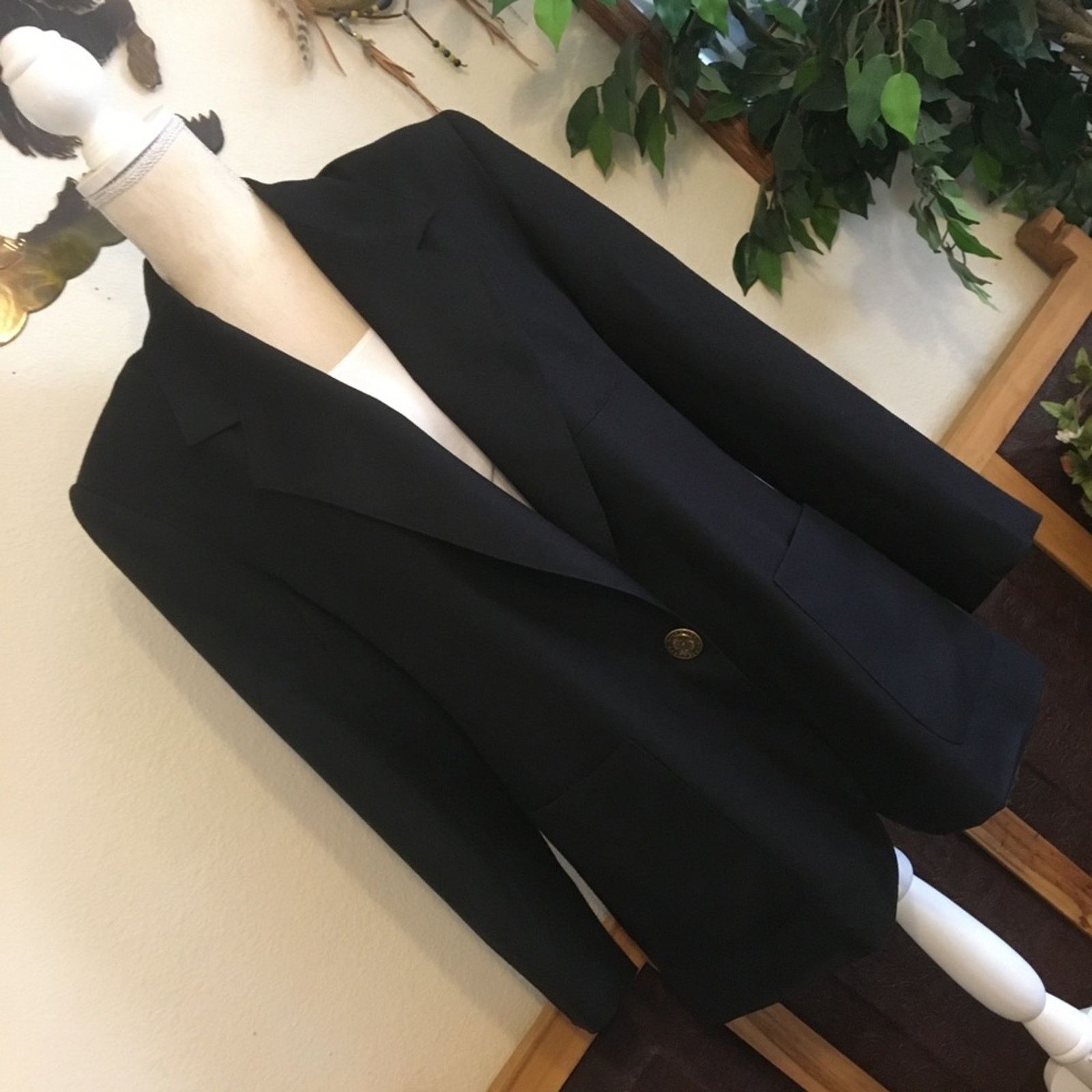 Vintage Vintage 80s EMO dark navy button front suit jacket Size XL / US 12-14 / IT 48-50 - 2 Thumbnail