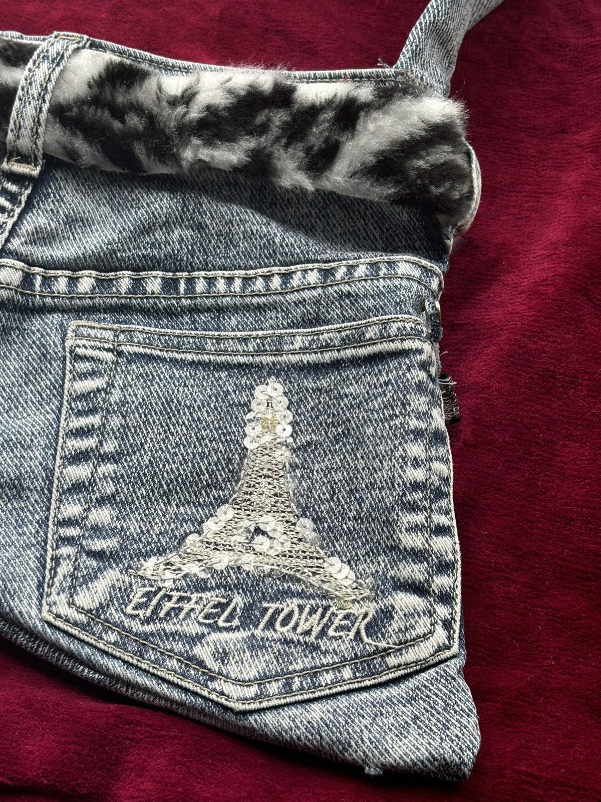 Handmade Handmade Vintage Denim Shoulder Bag Leopard Print Paris Size ONE SIZE - 6 Thumbnail