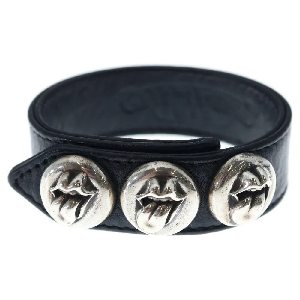 Chrome Hearts Chrome Hearts Rolling Stones lip tongue leather bracelet Size ONE SIZE - 4 Thumbnail