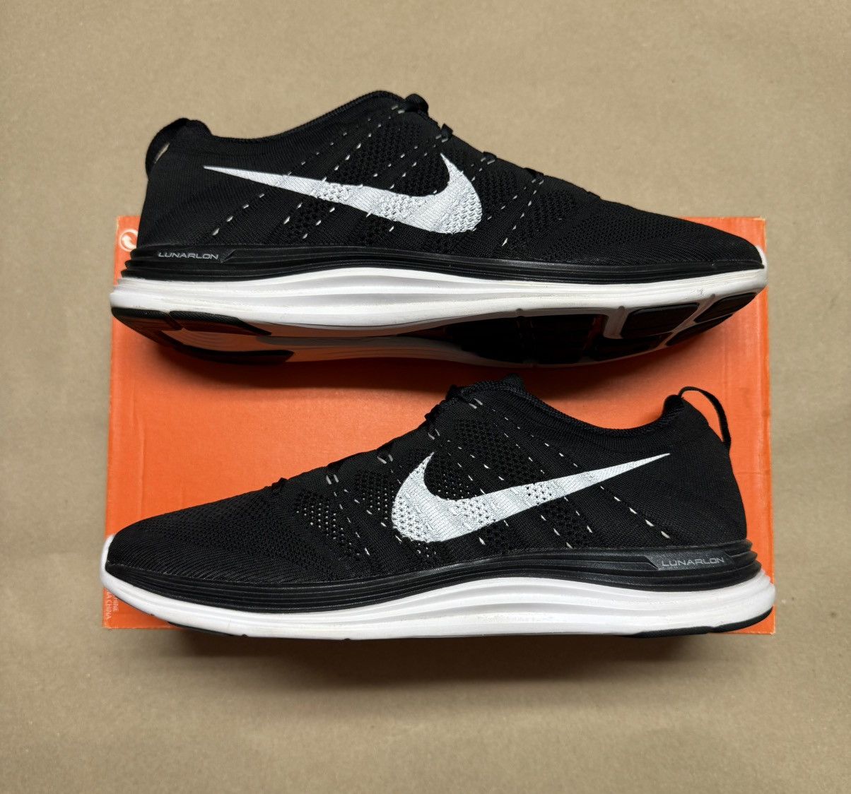 Nike Nike Flyknit Lunar 1+ Black White size 14 men’s running! Size US 14 / EU 47 - 1 Thumbnail