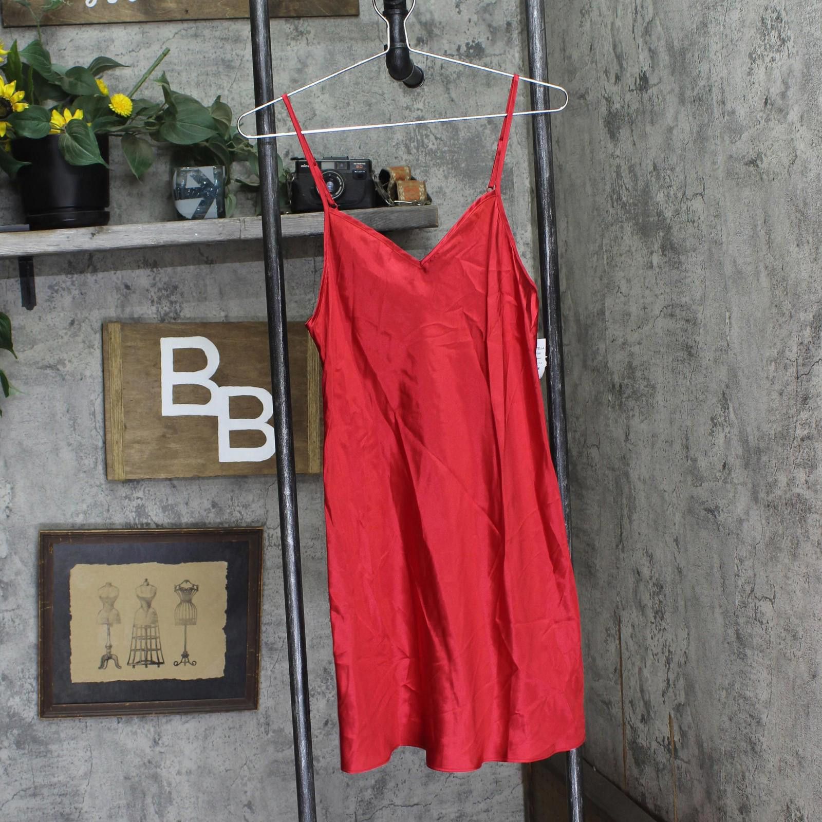 Other New Linea Donatella Fringe-trim Chemise Nightgown Red M Size ONE SIZE - 1 Thumbnail