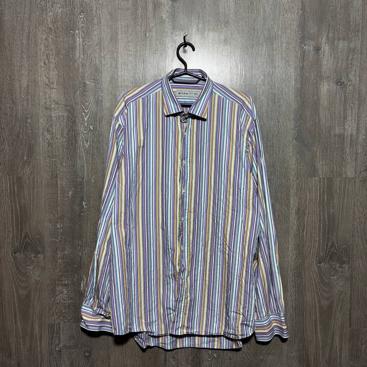 Etro Etro Milano Mens Multicolor Striped Long Sleeve Shirt Size US L / EU 52-54 / 3 - 1 Thumbnail