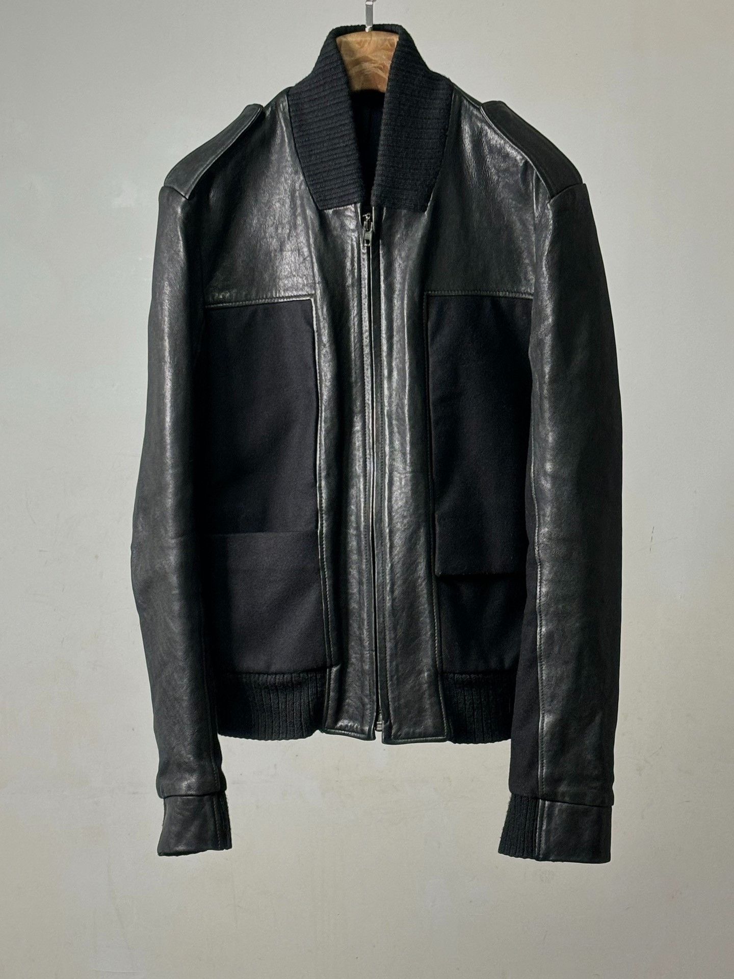 Maison Margiela 3M team-term stitching leather jacket 2501-