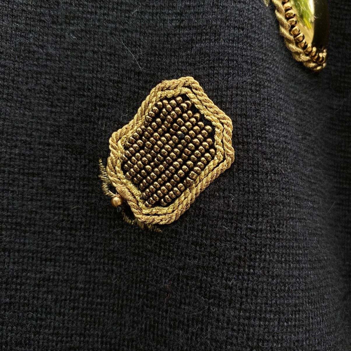 Dior Vintage Christian Dior Black Wool Dress Gold Embellishments Size M / US 6-8 / IT 42-44 - 6 Thumbnail