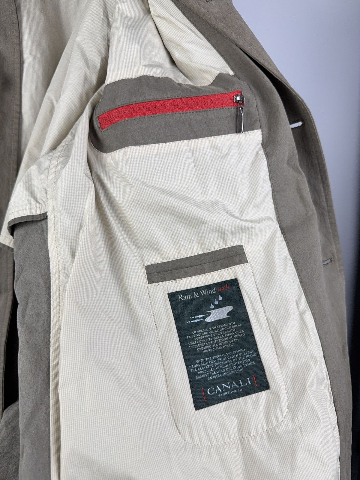 Canali × Designer Vintage 00s Canali Rain & Wind tech Jacket Faded Brown Size US L / EU 52-54 / 3 - 8 Thumbnail