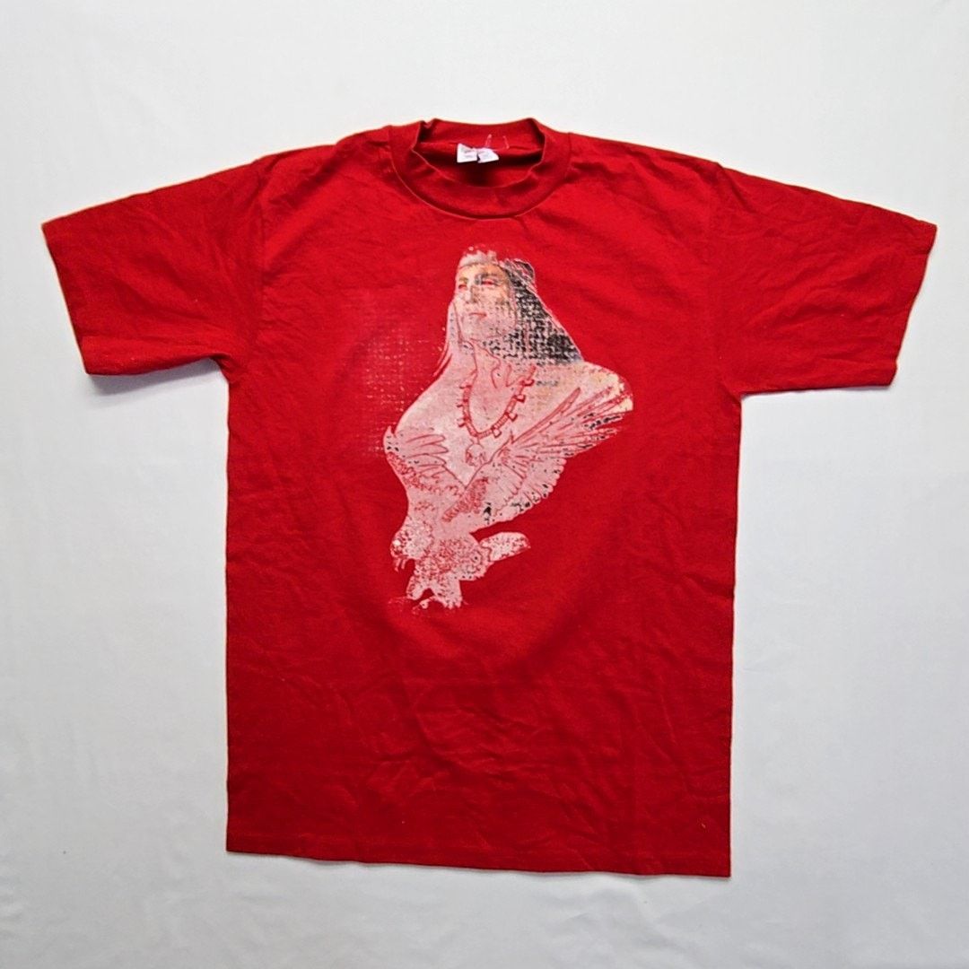 Jerzees Vintage Native American Distressed Red Eagle Print M Shirt Size US M / EU 48-50 / 2 - 1 Thumbnail