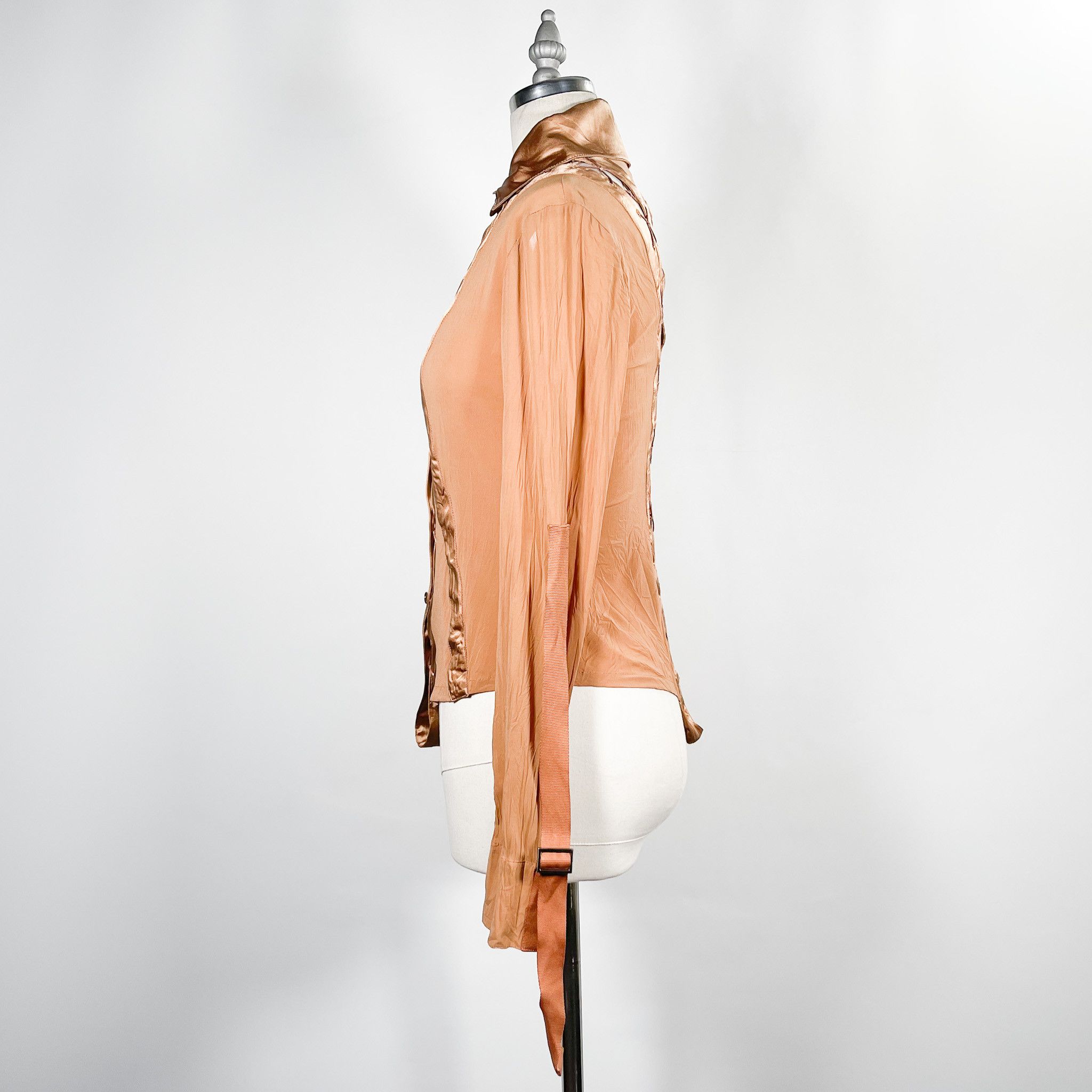 Other f/w 2003 Y Kei Rust Silk Lace Up Runway Blouse Size S / US 4 / IT 40 - 10 Thumbnail