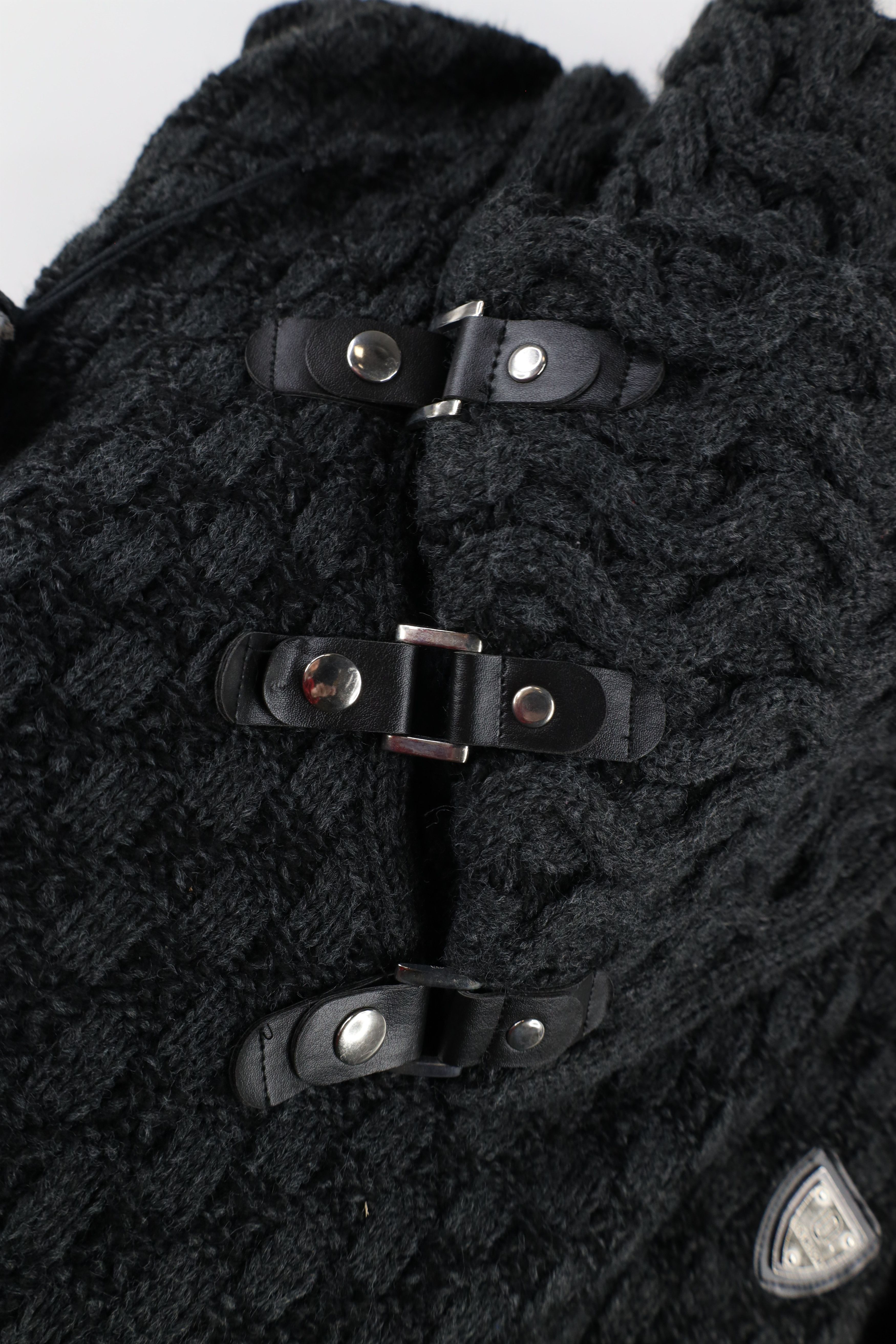 Vintage New Leif Nelson Strap Button Shawl Sweater Anthracite Black Size US XXL / EU 58 / 5 - 5 Thumbnail