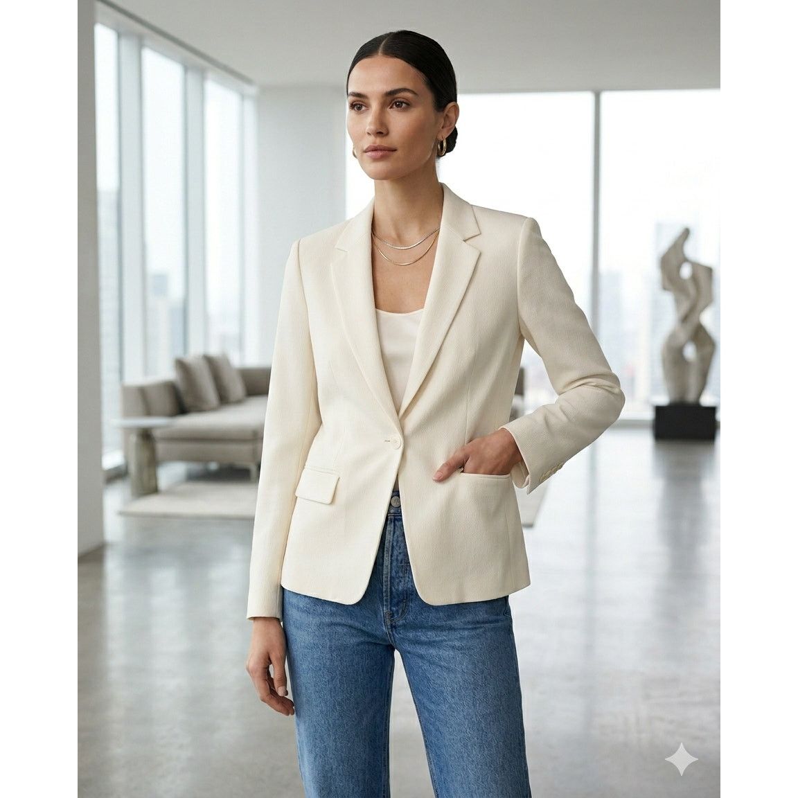 Vince Vince Off-White Shrunken Blazer- Size XS - EUC Chic Workwear Size XS / US 0-2 / IT 36-38 - 1 Thumbnail
