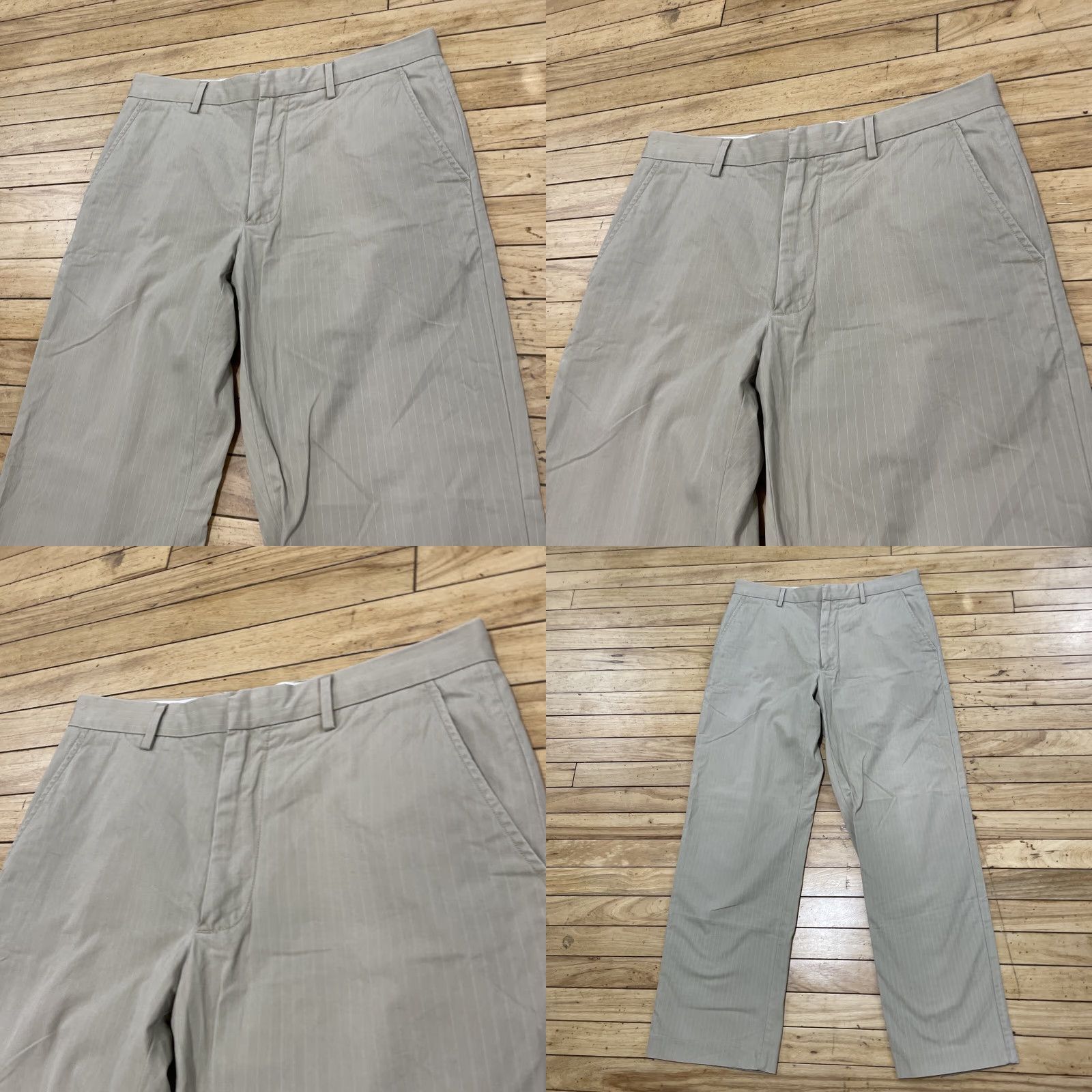 Banana Republic VINTAGE Banana Republic Pants Men 33x30 Flat Front Chino Beiga Khakis Pinstripe Nautical Preppy 2007 MENS Size US 33 - 10 Thumbnail