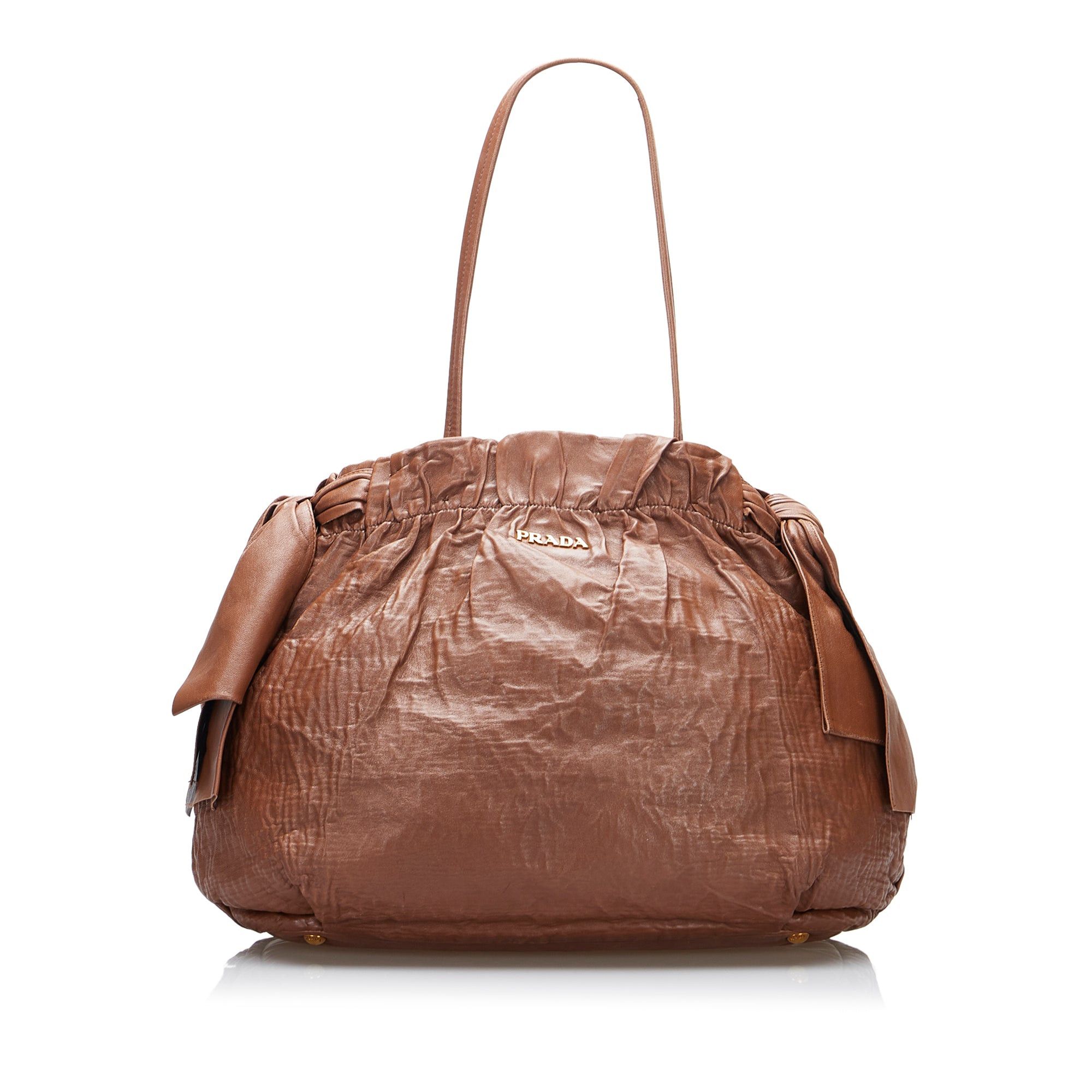 image of Prada Bow Nappa Bag in Black, Women's