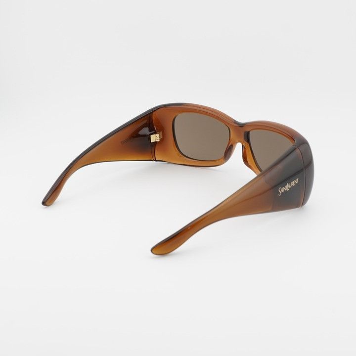 Saint Laurent Paris Saint Laurent SL901 HOWL 017 Sunglasses Shiny Brown Square Size ONE SIZE - 9 Thumbnail