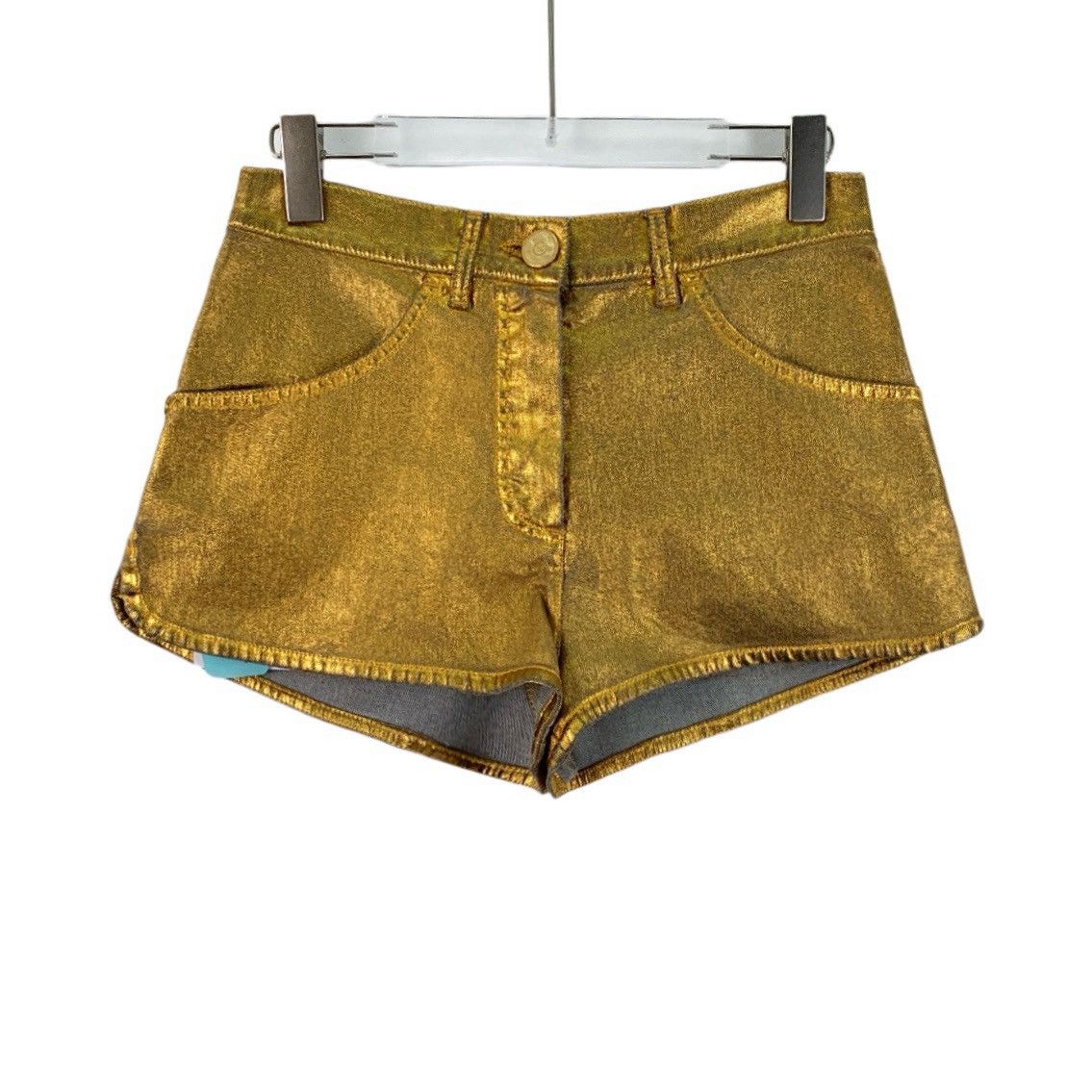 Chanel Chanel Gold Vintage Cotton Denim Casual Shorts K26WX Size 25" / US 0 / IT 36 - 1 Thumbnail