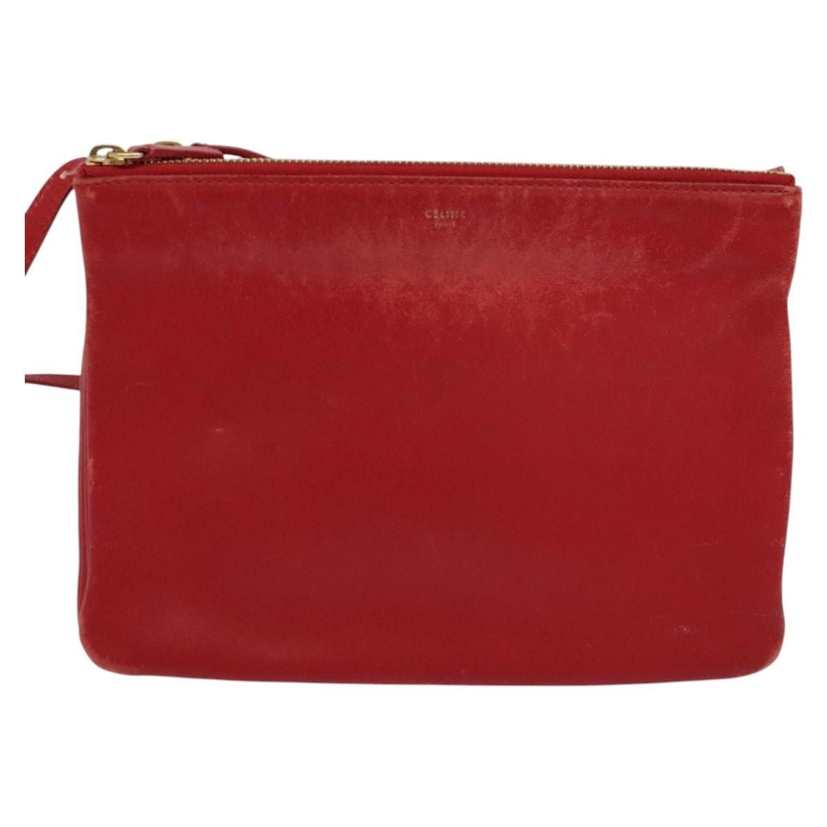 Celine CELINE Trio Small Shoulder Bag Leather Red Gold Size ONE SIZE - 2 Thumbnail