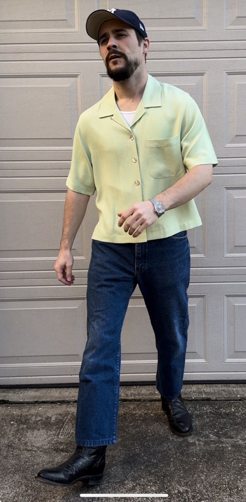 Vintage Vintage Silk Cropped Camp Collar Shirt Bowling Boxy Size US M / EU 48-50 / 2 - 1 Thumbnail