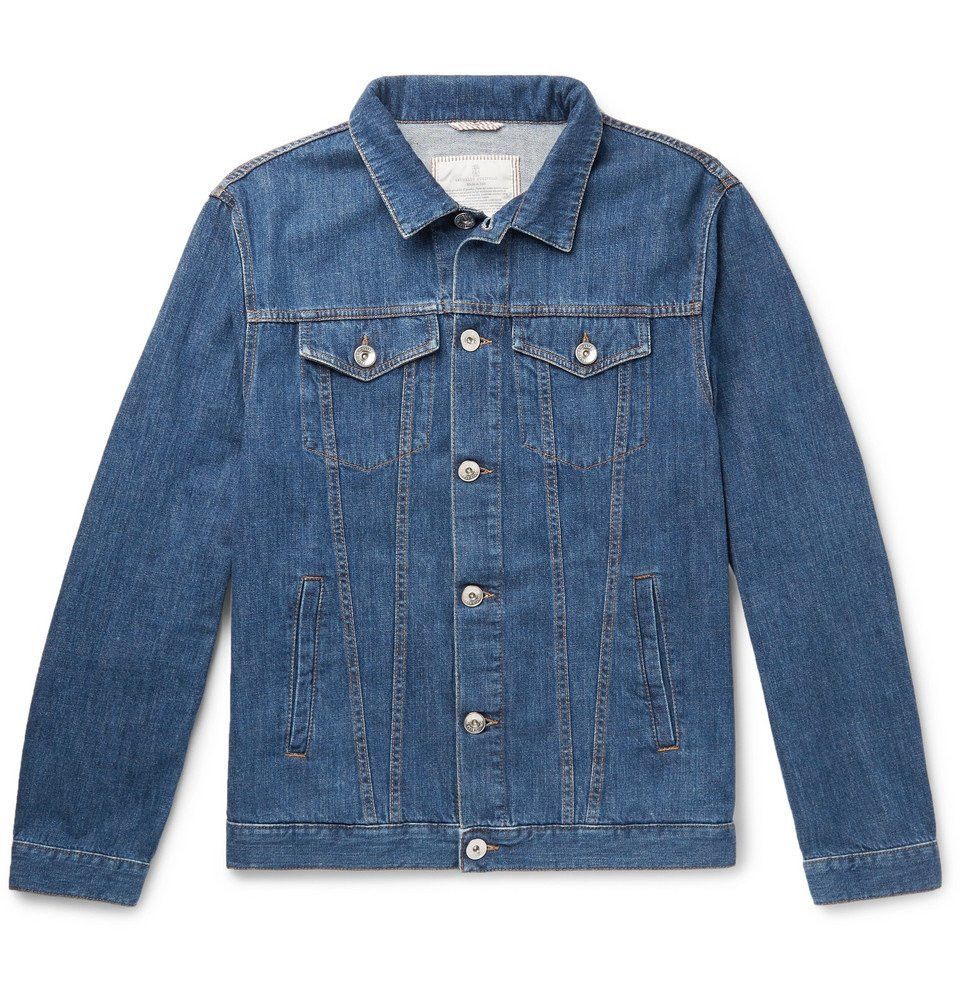 Brunello Cucinelli o1gr1nt0525 Denim Jacket in Medium Blue Size US M / EU 48-50 / 2 - 1 Thumbnail