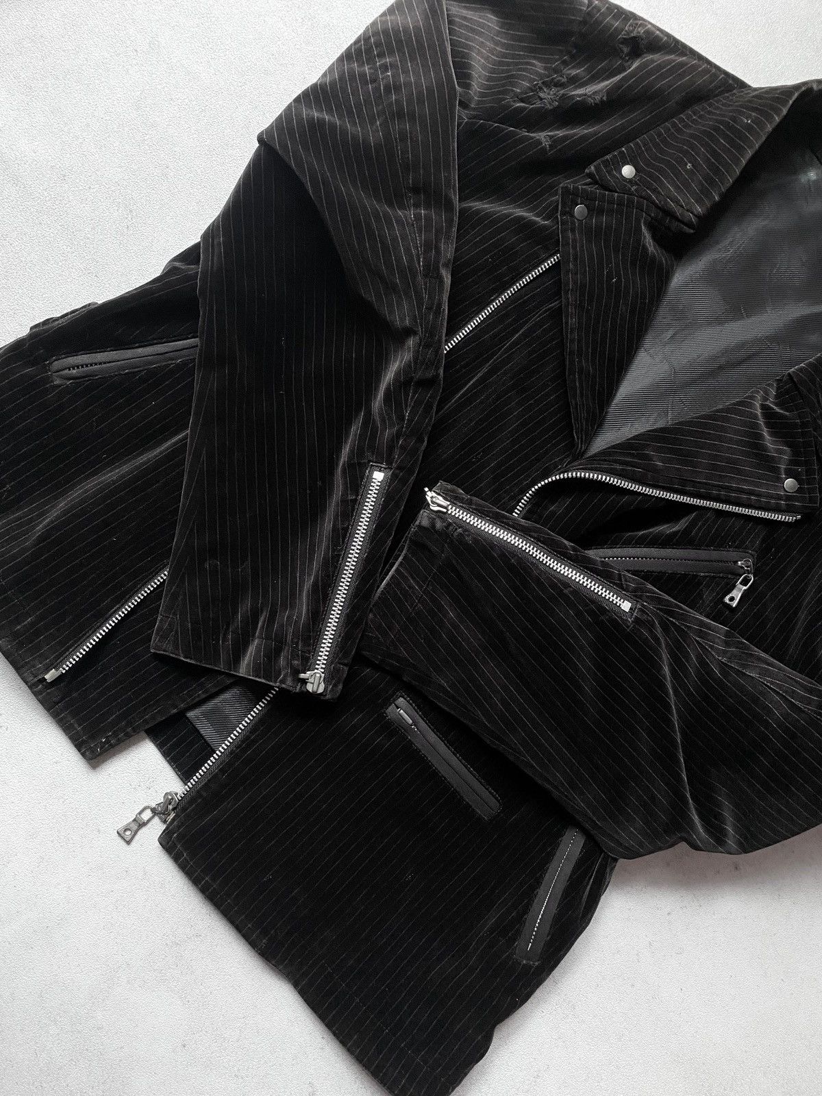 14th Addiction 2000s Smantic Design Asymmetrical Bikers Velvet Jacket Size US L / EU 52-54 / 3 - 5 Thumbnail