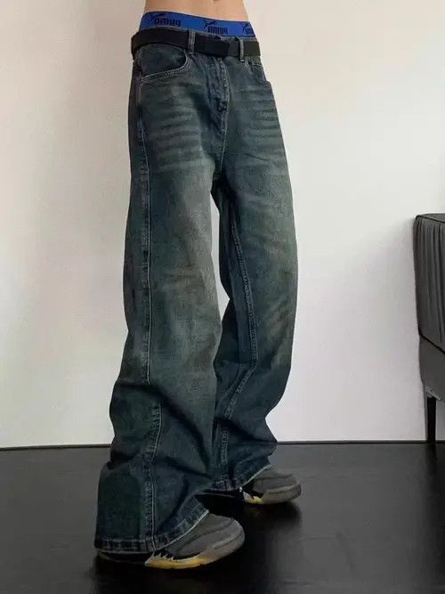 Hypebeast × Japanese Brand × Jean Blue Low Rise Vintage Wash Straight Jeans Size US 32 / EU 48 - 4 Thumbnail