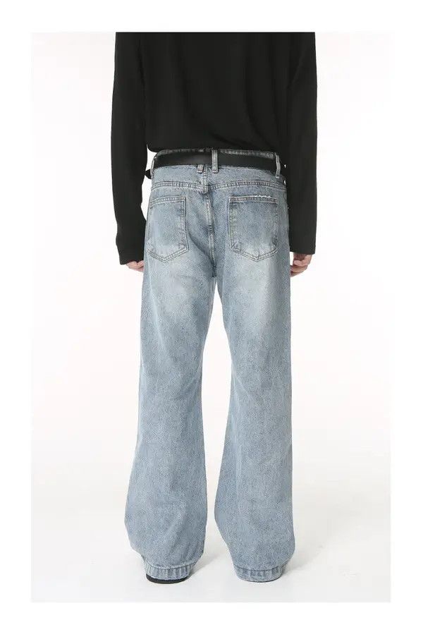 Japanese Brand Simple whitened light blue flared denim trousers Size US 33 - 3 Thumbnail