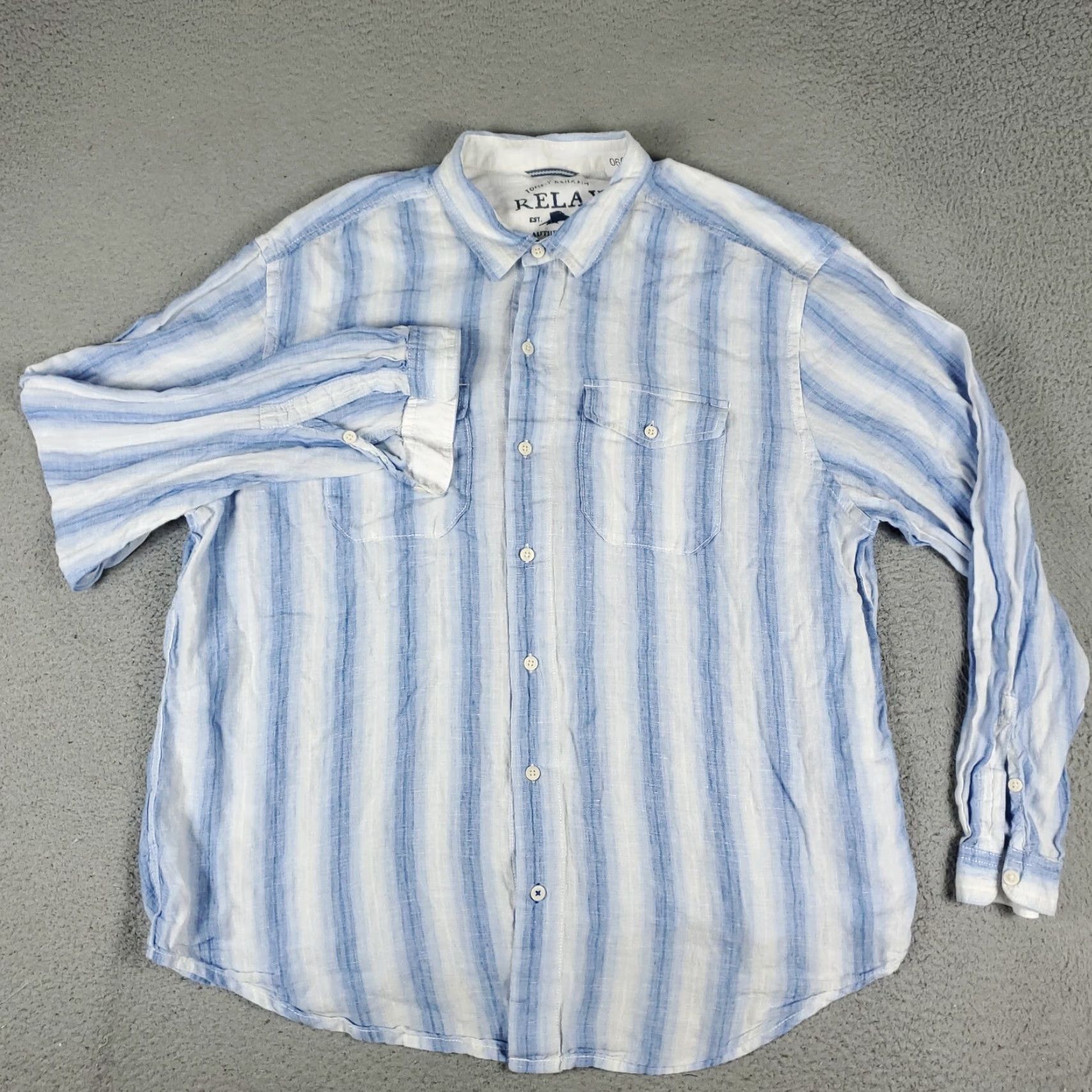 Tommy Bahama Tommy Bahama Shirt Mens Size 2XL Blue Striped Linen Button Up Long Sleeve Size US XXL / EU 58 / 5 - 2 Thumbnail