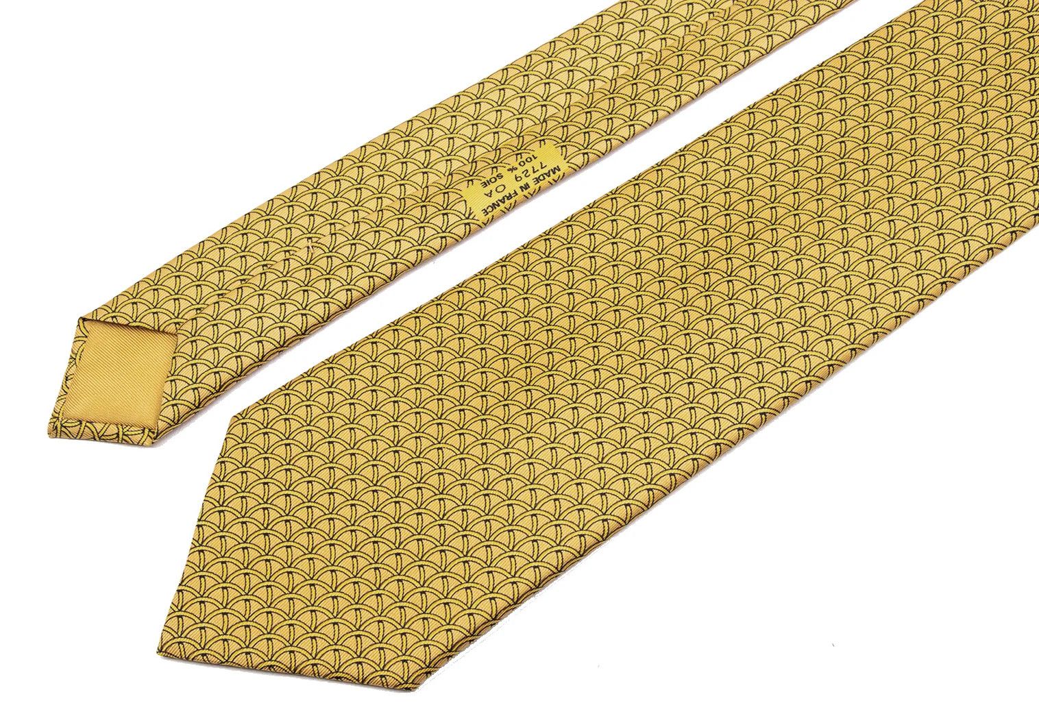 Hermes Silk Printed Tie in Yellow Size ONE SIZE - 3 Thumbnail