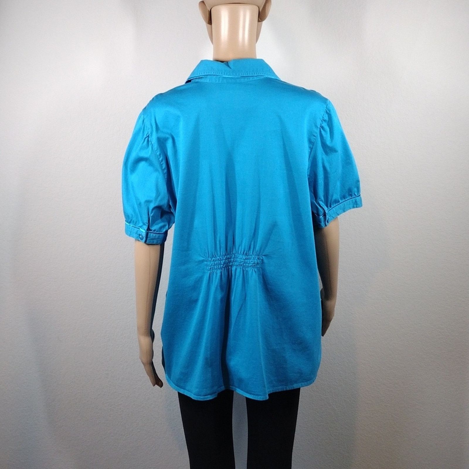 Other Lane Bryant Blue Button Down Short Sleeve Plus Size Shirt Size XXL / US 16-18 / IT 52-54 - 2 Thumbnail