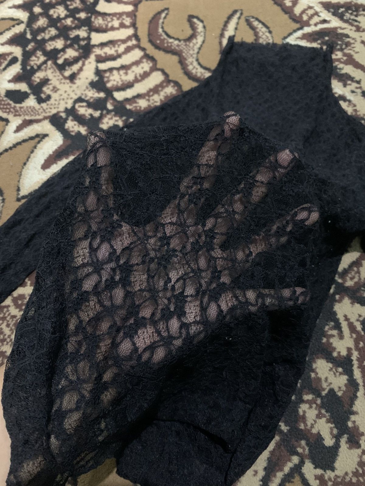 Beauty Beast 1990s Uknown Mesh Shirt Gothic Black Size M / US 6-8 / IT 42-44 - 3 Thumbnail