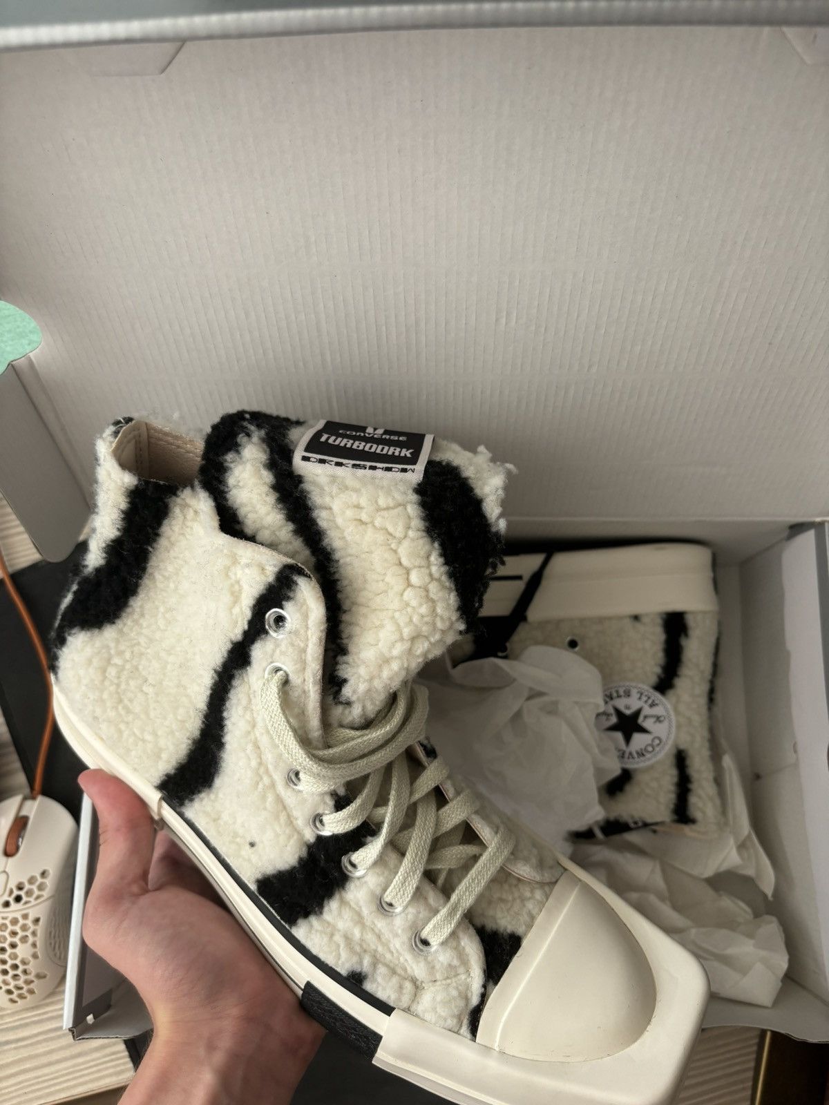 Converse Rick Owens Converse x Rick Owens TURBODRK Chuck 70 Hi Zebra Grailed