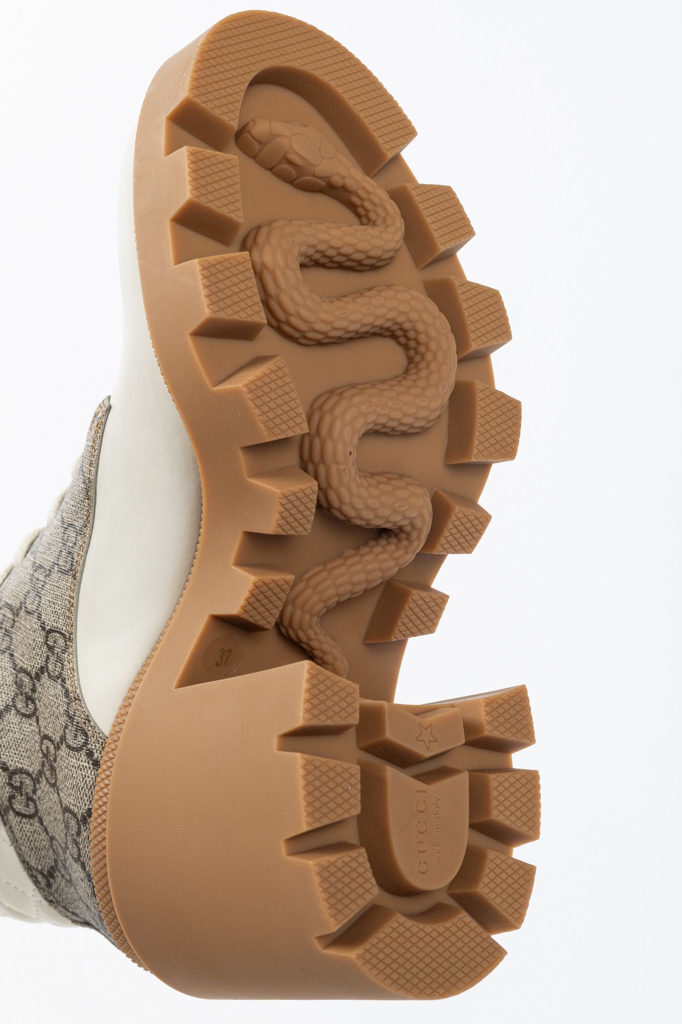 Gucci Gucci Beige & Ebony Canvas & Leather Lace-Up GG Ankle Boots Size US 6.5 / IT 36.5 - 5 Thumbnail