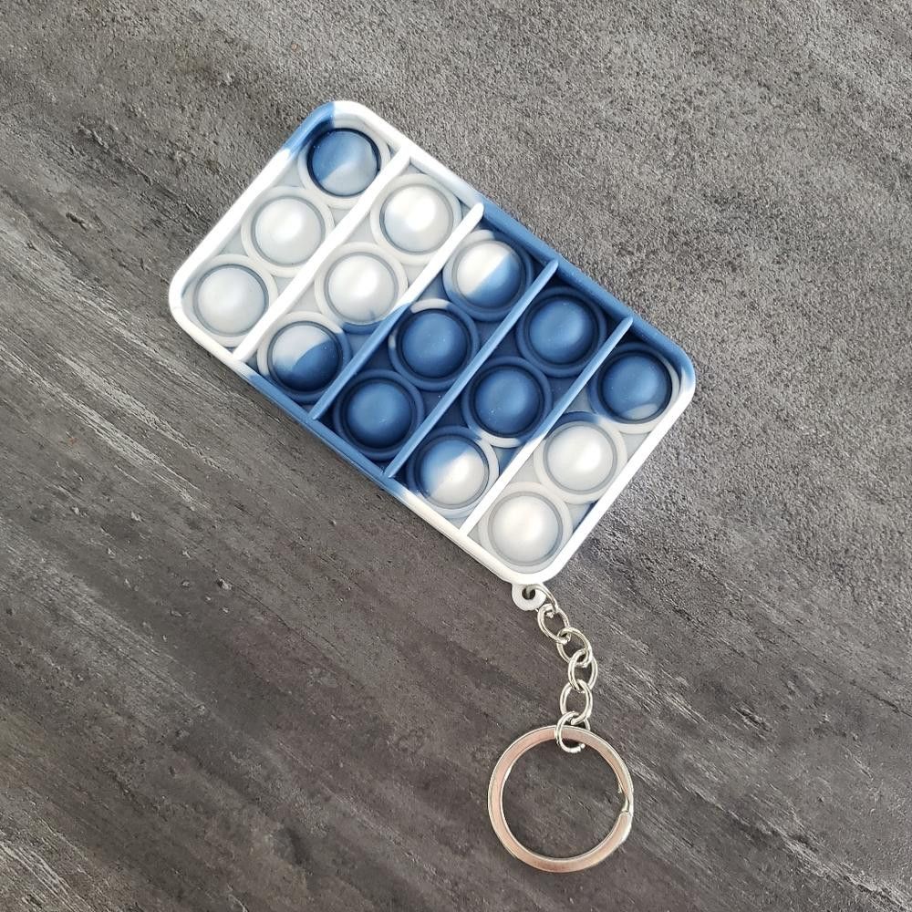 Designer White Blue Push Pop It Bubble Fidget Keychain Size ONE SIZE - 1 Thumbnail