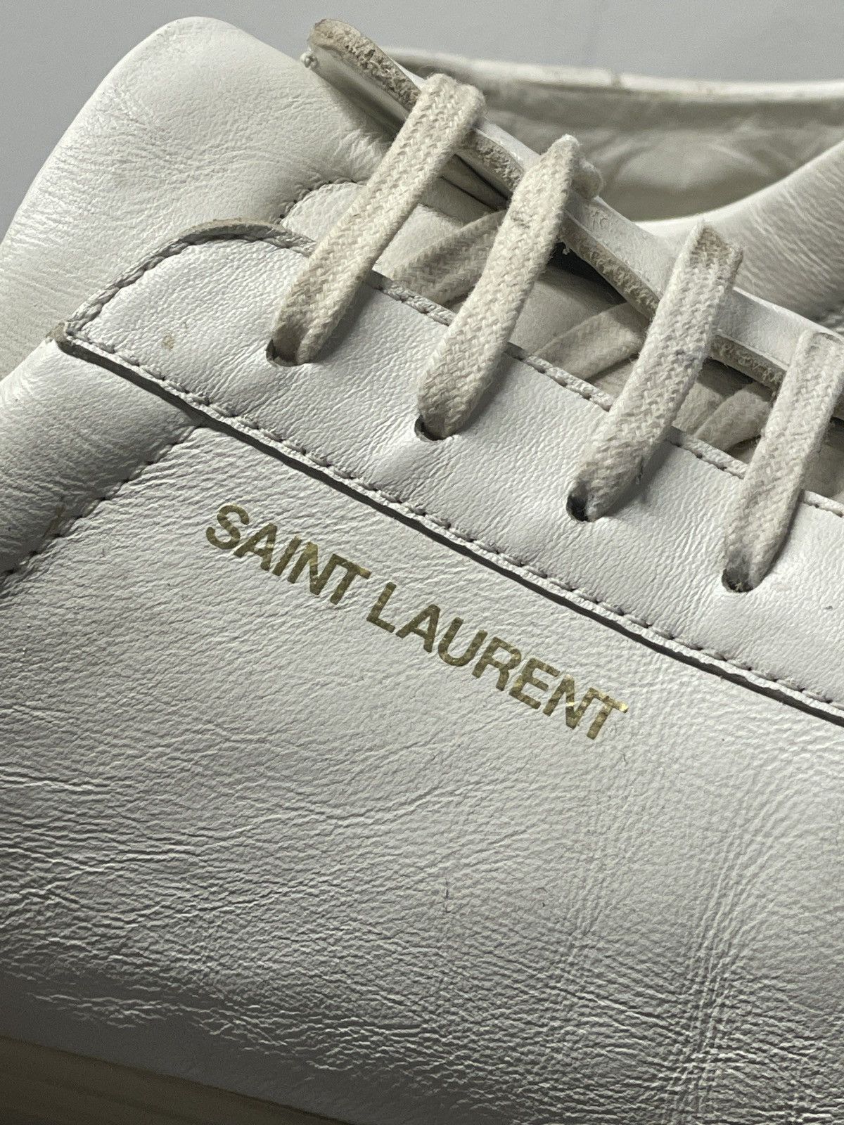 Saint Laurent Paris Andy Classic Leather Logo Sneaker Size US 12 / EU 45 - 3 Thumbnail