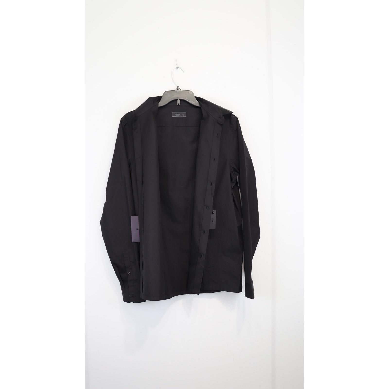Prada o1rshd1 Popeline Cotton Shirt with Sequined Collar in Black Size US M / EU 48-50 / 2 - 6 Thumbnail