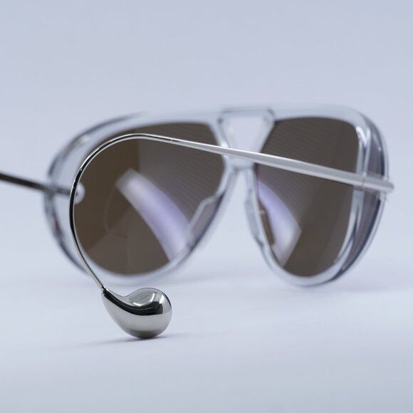 Bottega Veneta Bottega Veneta BV1273S 009 Sunglasses Grey Geometric Frame Size ONE SIZE - 8 Thumbnail