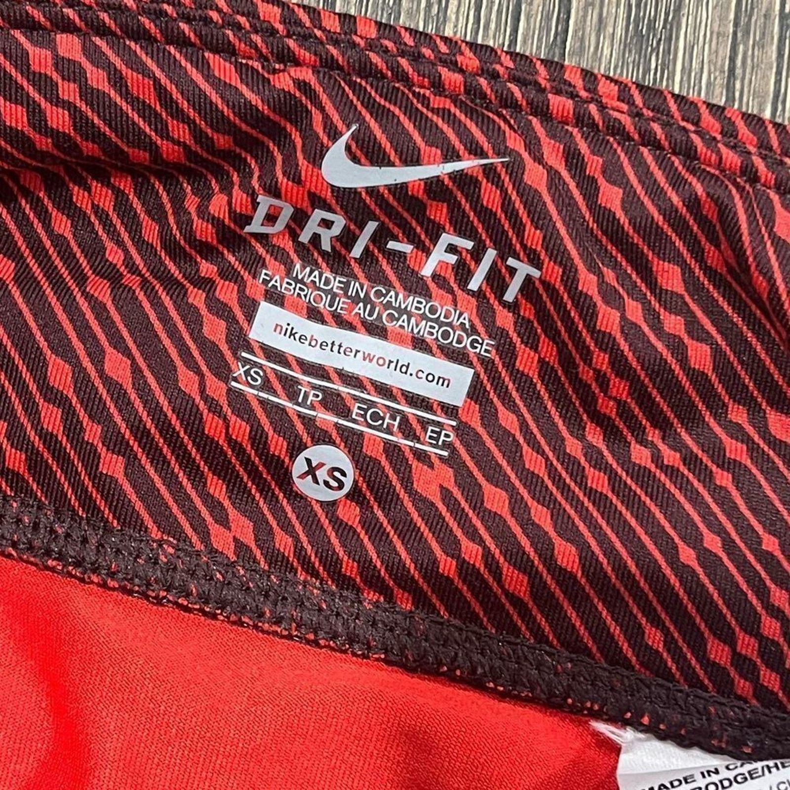 Nike Nike Dri-FIT Red Printed Athletic Leggings Mid Length Siz XS Size 24" / US 00 / IT 34 - 4 Thumbnail