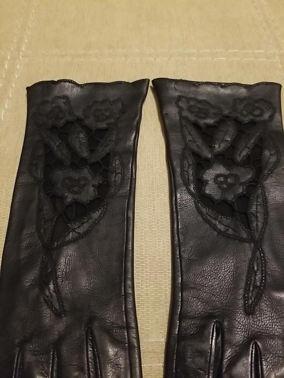 Other Vintage Kislav Leather Gloves Size 6 Black Made In France Size ONE SIZE - 3 Thumbnail