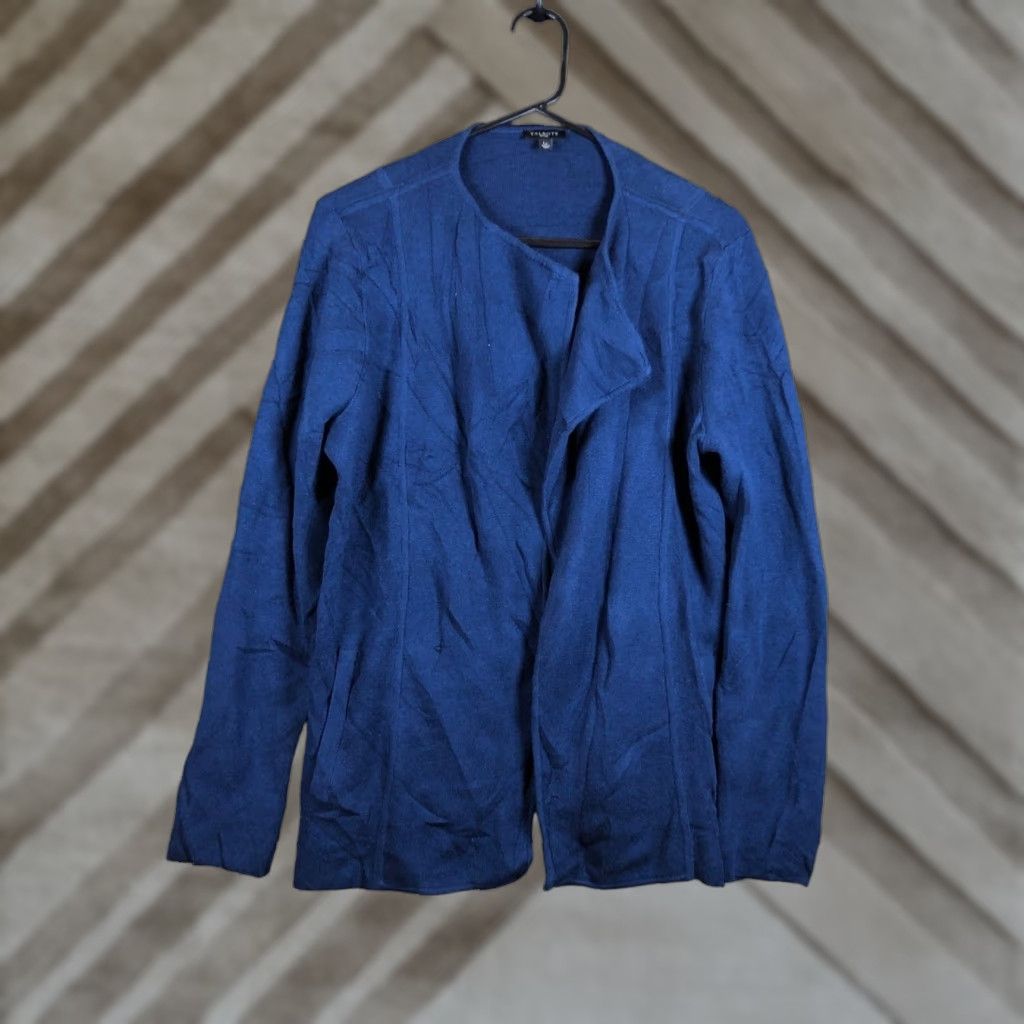Talbots VINTAGE Talbots Womens Sweater Cardigan Heavy Open Front Long Sleeve Pockets LP Blue, Petite, Knitt? Size L / US 10 / IT 46 - 1 Thumbnail