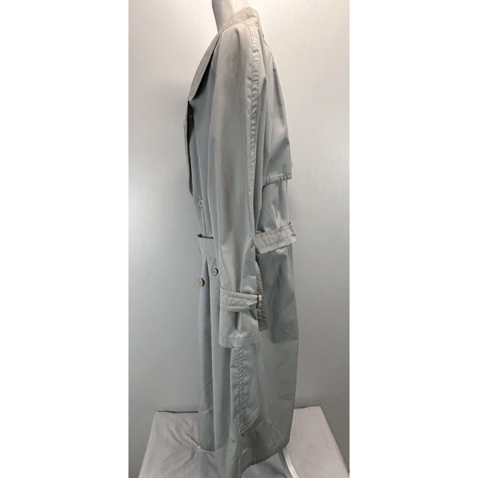 Emilio Pucci VINTAGE Emilio Pucci Women’s Trench Coat Jacket Long Sleeve Belted Regular Size Large Seafoam Green Gray Italy Size L / US 10 / IT 46 - 2 Thumbnail