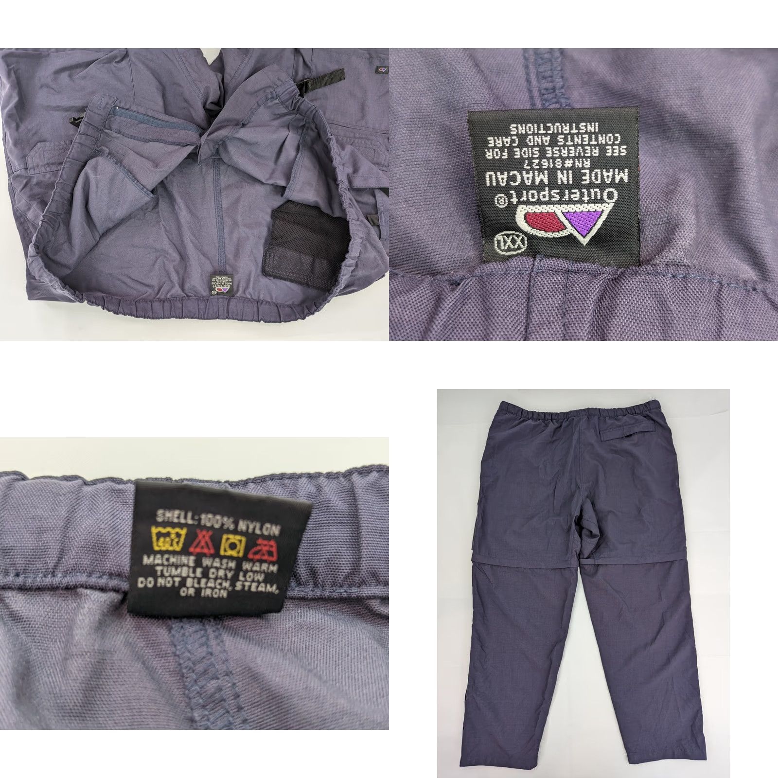 Vintage VTG Outersport Cargo Pants / Shorts 2XL Blue Men 40x31 5-Pocket Convertible Wide-Leg 90s Style Cargo (Adult) Mens Size US 39 - 9 Thumbnail