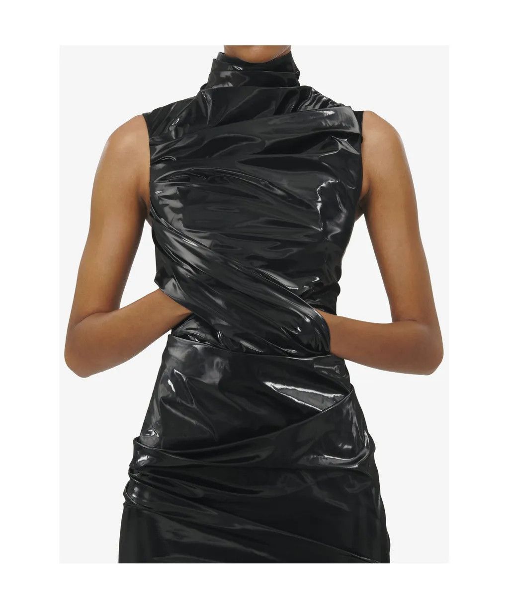 Alexander McQueen o1srvl11e0326 Laminated Jersey Dress in Black Size M / US 6-8 / IT 42-44 - 6 Thumbnail