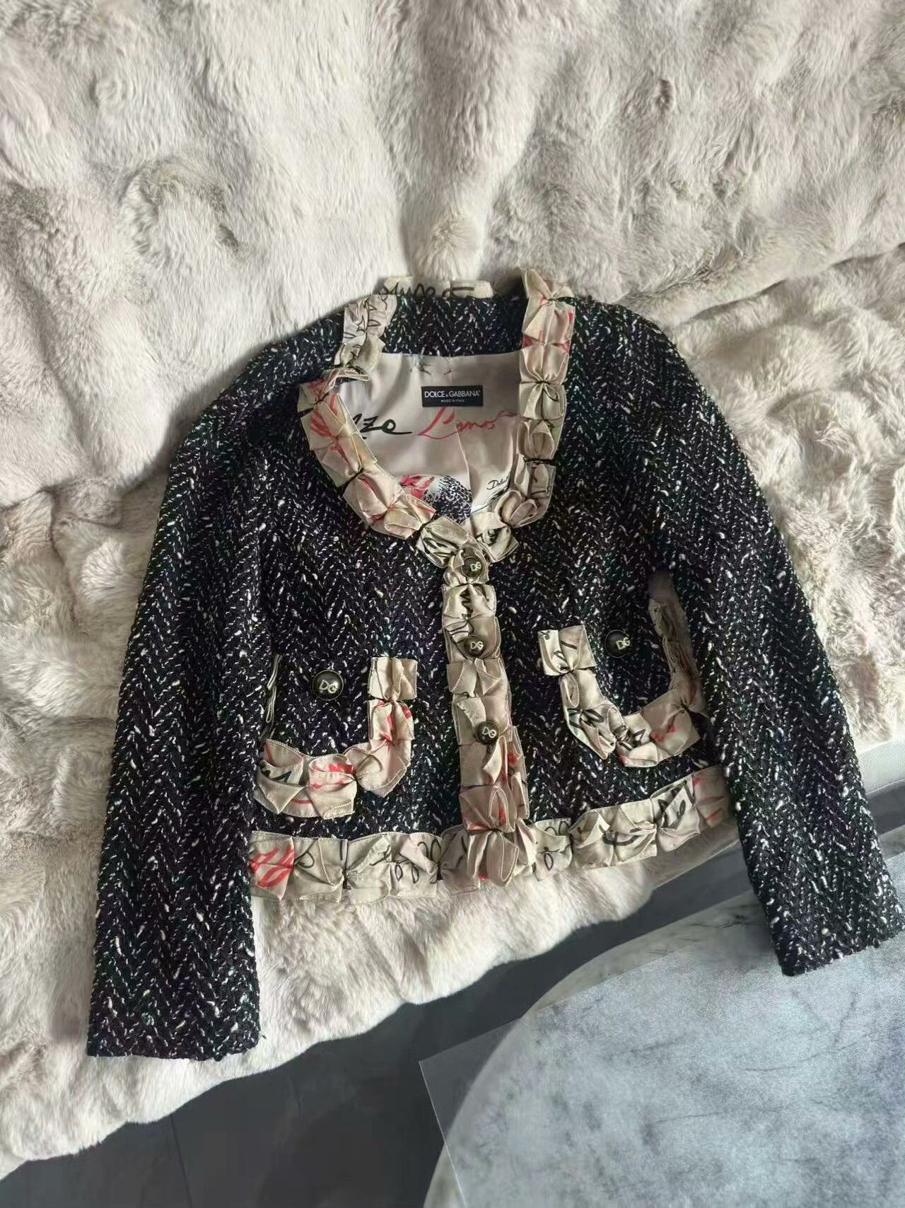 Dolce & Gabbana Dolce & Gabbana Tweed Short Jacket Size S / US 4 / IT 40 - 1 Thumbnail