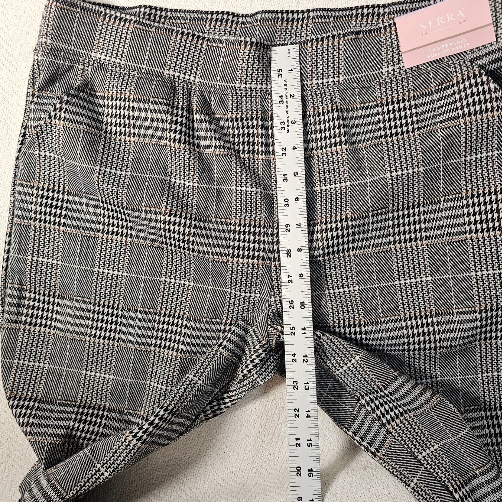 Vintage Serra Women's Pants XL Black Plaid Pull-On Straight Leg Ankle 25" Inseam Casual Size 40" / US 18 - 6 Thumbnail