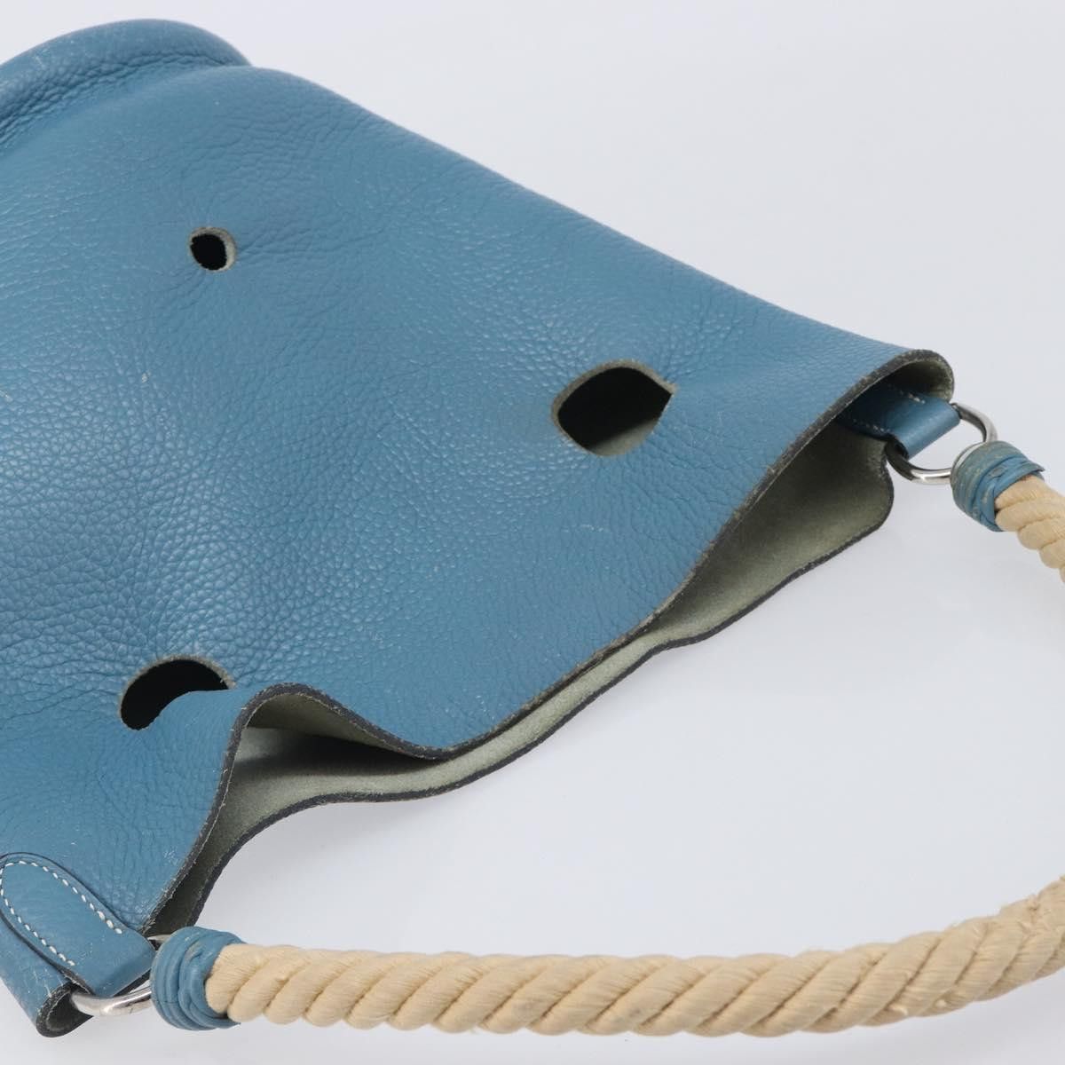 Hermes HERMES Manjoire Shoulder Bag Leather Light Blue Silver Auth Size ONE SIZE - 6 Thumbnail