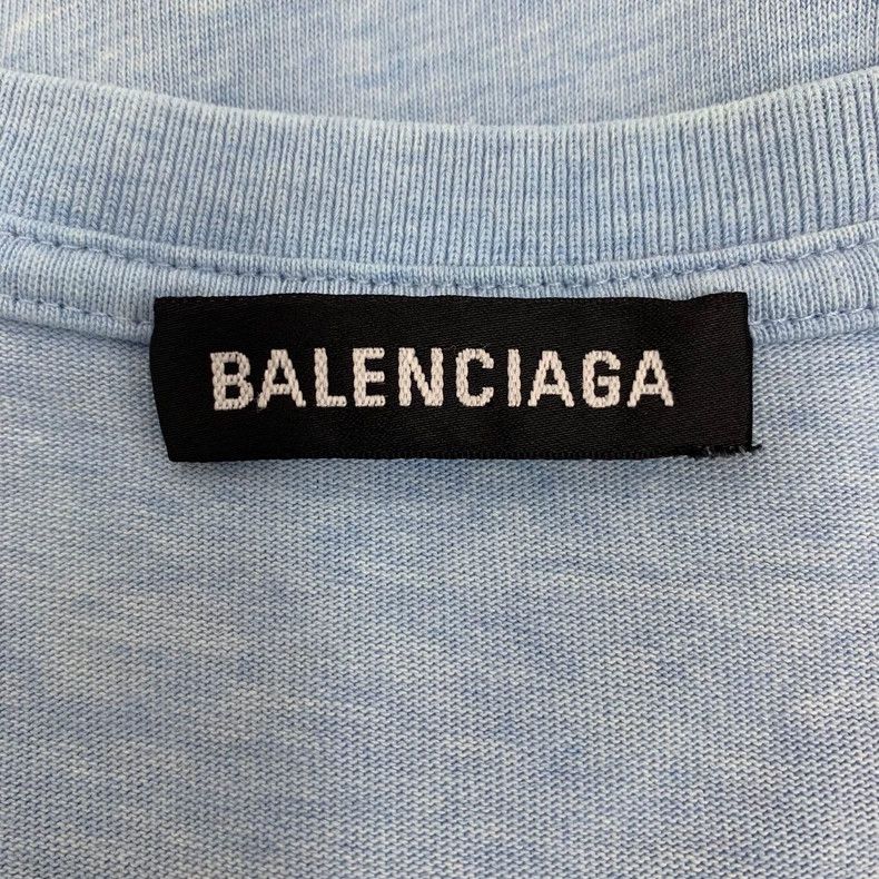 Balenciaga Balenciaga Blue logo monogrammed cotton crewneck T-shirt Size US L / EU 52-54 / 3 - 5 Thumbnail
