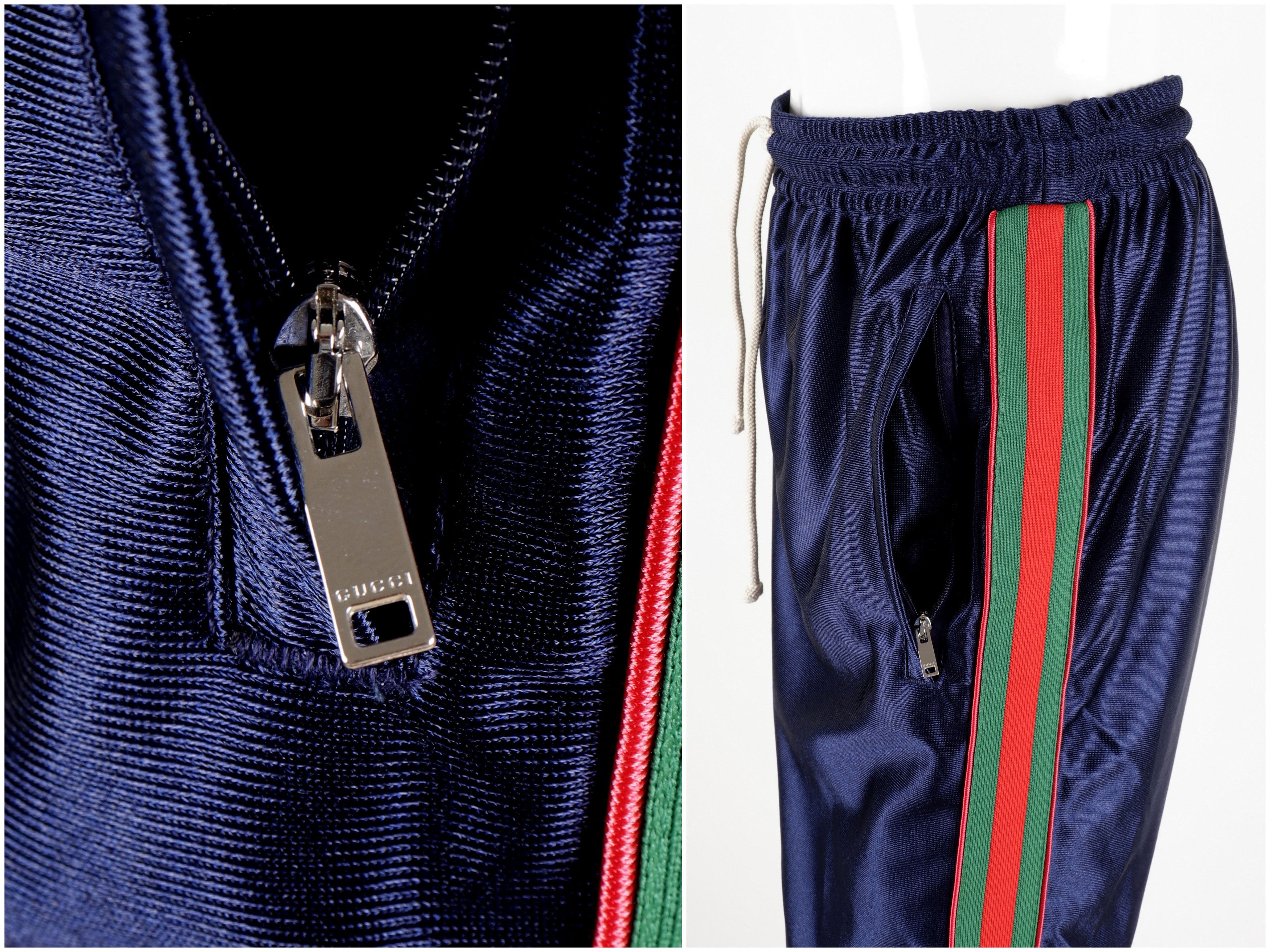 Gucci Gucci Size S Navy Blue Shiny Jersey Sweatpants Web GG Logo Size US 30 / EU 46 - 5 Thumbnail
