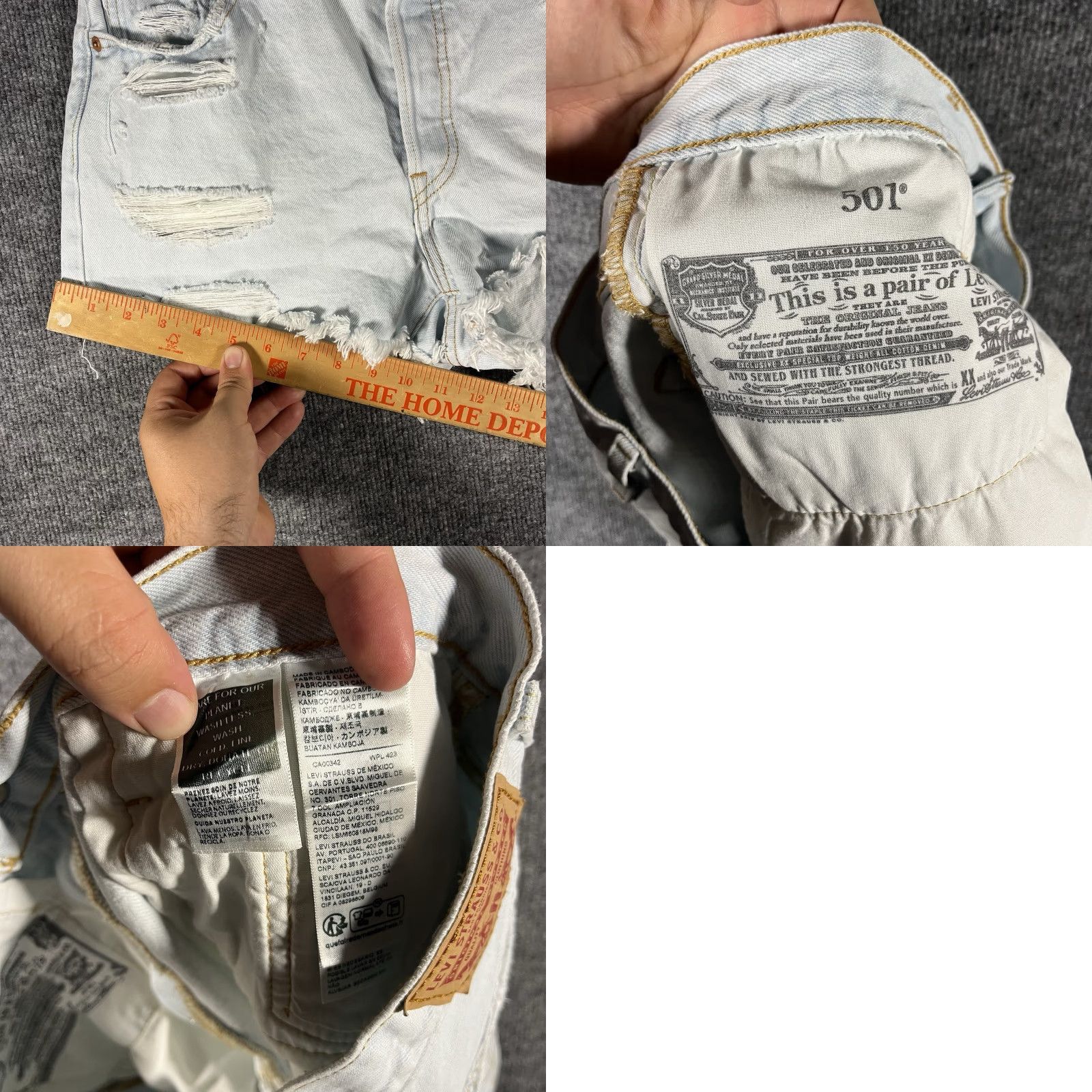 Levi's Levi's 501 Shorts Womens 30 Blue Denim Distressed Cut Off Light Wash Button Fly Size 30" / US 8 / IT 44 - 8 Thumbnail