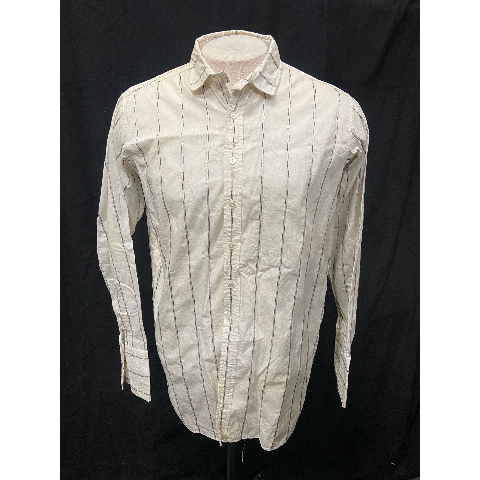 Vintage 20s 30s Vintage White Black Striped Cotton Dress Shirt Size US L / EU 52-54 / 3 - 1 Thumbnail