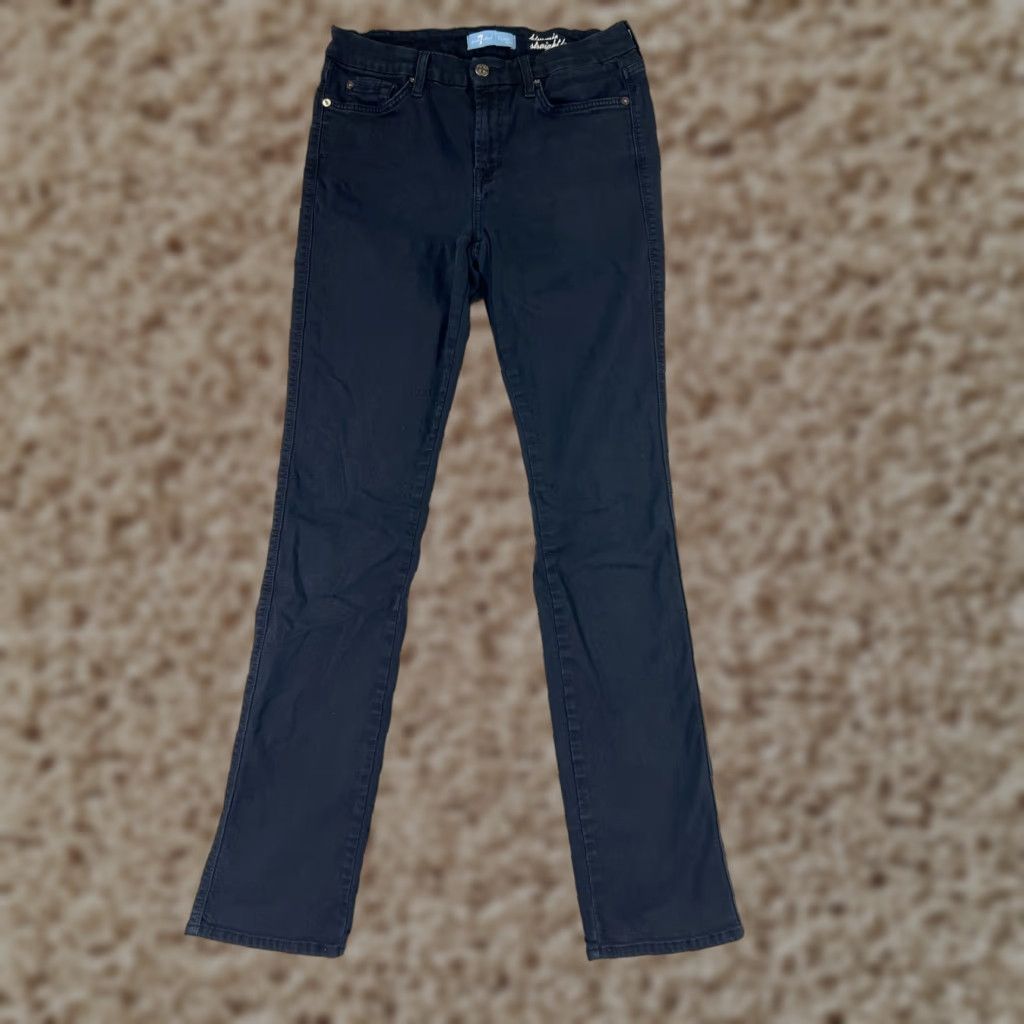 7 For All Mankind 7 For All Mankind Jeans Womens 29 Black Denim Straight Leg 28x32 Mid Rise Regular Fit 5-Pocket Size 29" - 1 Thumbnail