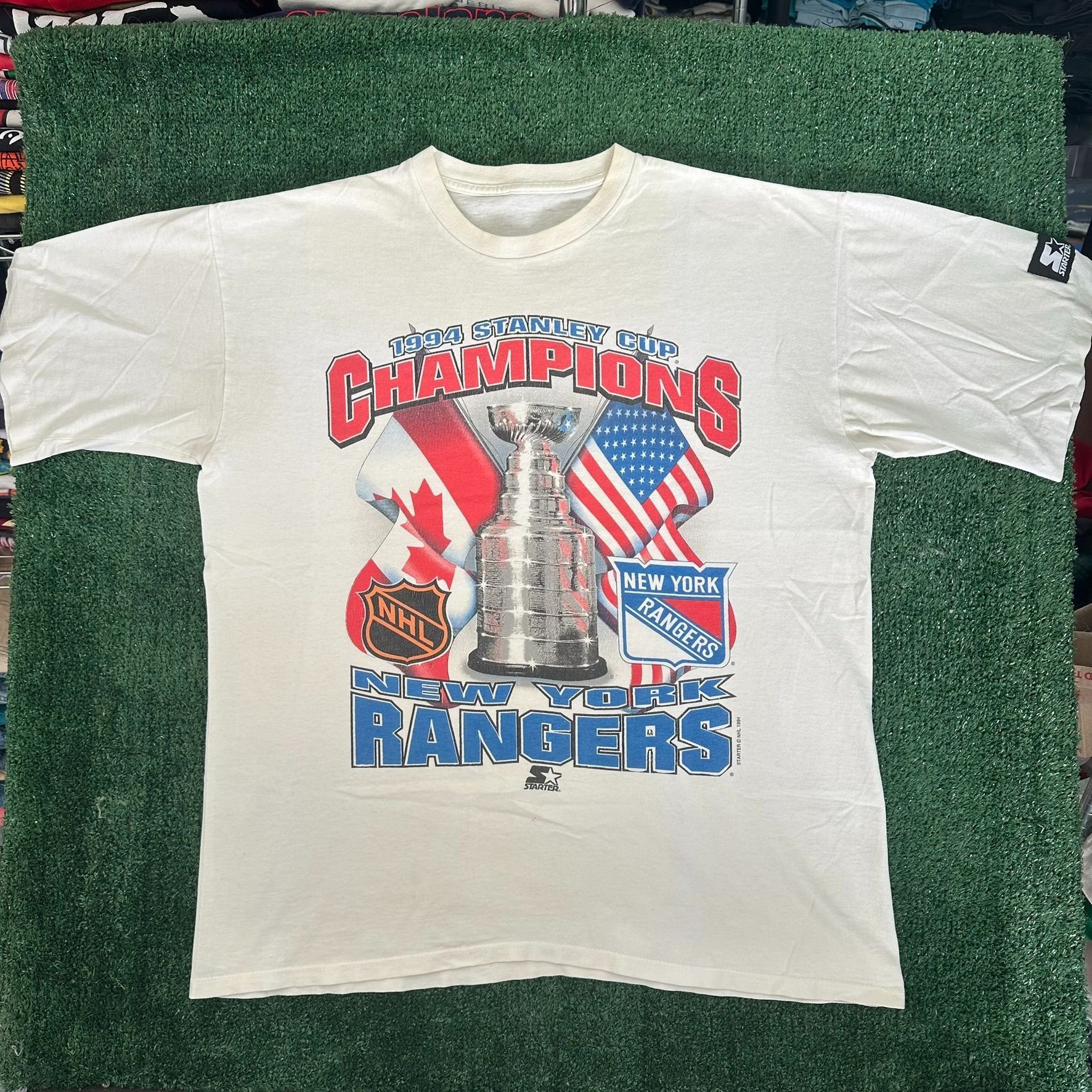 Starter Vintage 90s New York Rangers T-Shirt Starter Stanley Cup Tee Size US XL / EU 56 / 4 - 1 Thumbnail