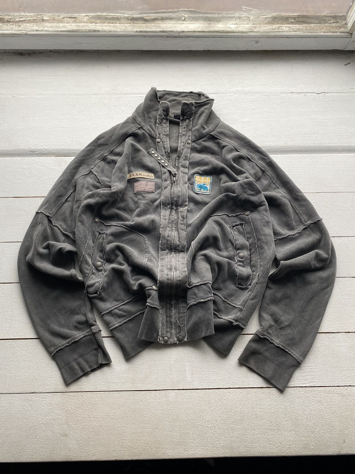 Diesel × If Six Was Nine 🔥90s Diesel Grey Washed Distressed Fabric Zip Sweatshirt Size US L / EU 52-54 / 3 - 2 Thumbnail