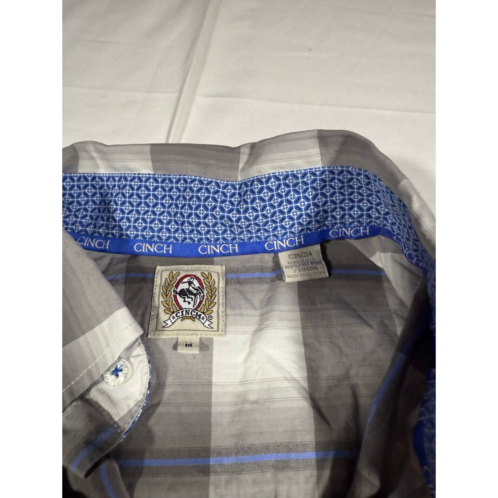 CINCH Cinch Men’s M Gray Blue Plaid Western Button Down Size US M / EU 48-50 / 2 - 3 Thumbnail